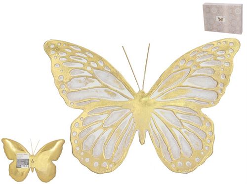 389196 BORBOLETA DOURADA PARA PENDURAR RESINA 30X20X5,3 CM
