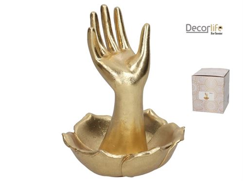 389295 ANEL MÃO DOURADO ANJALI 13,7X14,2X18 CM RESINA
