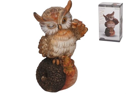 389615 FIGURA CORUJA NAVIL 14,5X11X25 CM RESINA