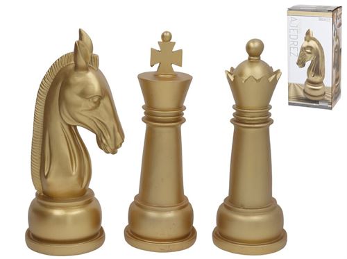 392257 FIGURAS DE XADREZ DE OURO SORTIDAS 27CM