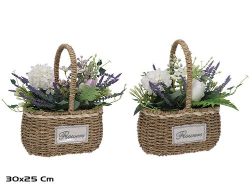 394879 TULIPAS EM CESTA DE VIME 25X30CM