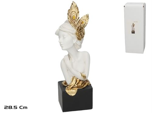 396835 FIGURA SENHORA BRANCA RESINA 10,5X9X28,5 CM