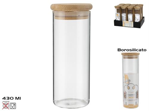 415871 FRASCO BOROSILICADO T/BAMBU RETA 430ML