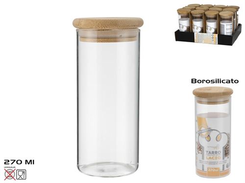 415895 FRASCO BOROSILICADO T/BAMBU RETA 270ML
