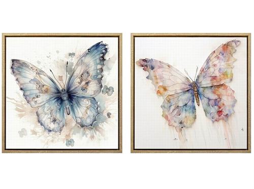 426686 TELA COM QUADRO BORBOLETA 2 SURT 40X40X2,5 CM