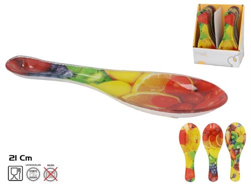 444185 PORTA-COLHER DE VIDRO 21X7,5X1,4CM FRUTAS