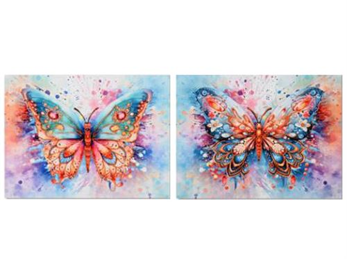 446400 PINTURA DE BORBOLETA 40% PINTADA À MÃO 2 SRT 60X80X2,5