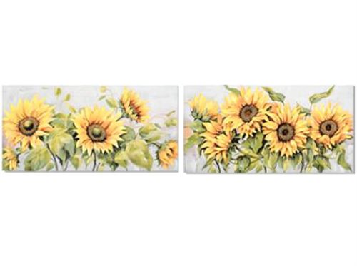 446479 PINTURA DE GIRASSÓIS 80% PINTADO À MÃO 2 SRT120X3X60CM