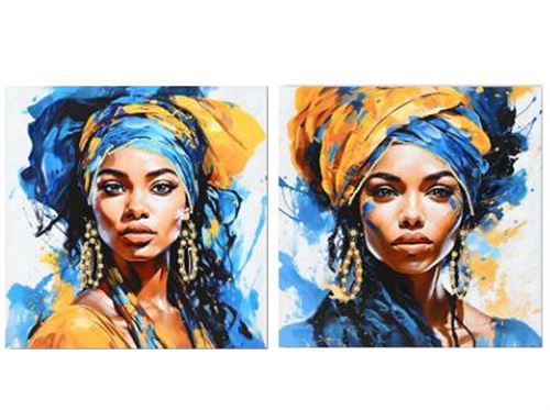 446523 PINTURA ANILA PINTADA À MÃO 80% 2 SRT 80X80X3 CM