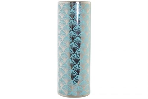 LD-182503 JARRO PORCELANA 14X14X32 CROMADO TURQUESA