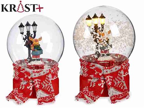90561 BOLA NEVE MUSICAL NATAL LED 19X13CM