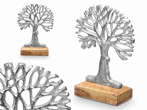 75641 ARVORE VIDA METAL BASE MADEIRA 13X5X15CM