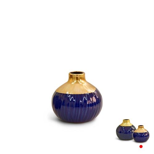 11835667 JARRA DEC. CERAMICA AZUL/OURO 14X14X13CM SG12245B