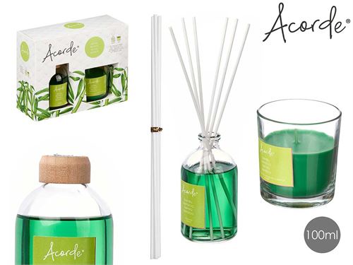 SET MIKADO 100ML E VELA 30H BAMBU