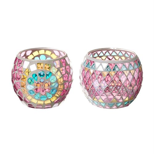 802754 PORTAVELAS 2/M CRISTAL MULTICOLOR 12 X 12 X 10 CM
