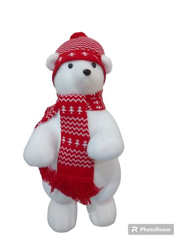 URSO POLAR CACHECOL VERMELHO 60CM