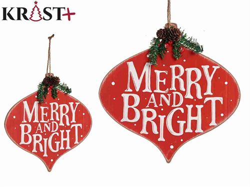 CARTAZ MADEIRA MERRY AND BRIGHT 30CM