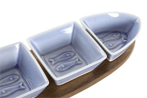 APERITIVO SET 5 PORCELANA 36X9,7X1,3 AZUL