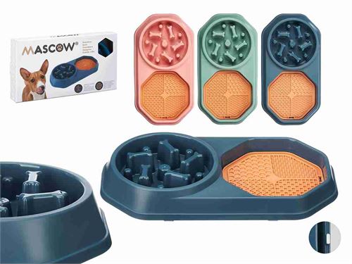 84447 COMEDOURO DUPLO INTERATIVO SILICONE 38X5X21 CM