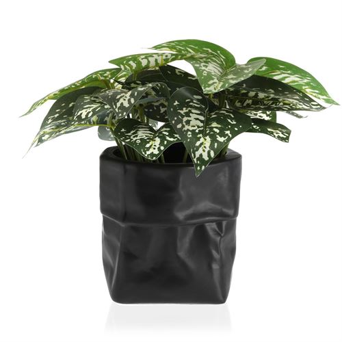 22290016 VASO CERAMICA NEGRA 16X16CM
