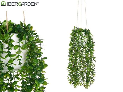82911 VASO PL C/PLANTA VERDE P/A PENDURAR 10X70CM