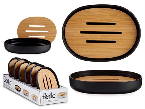 51720 SABONETEIRA PRETA E BAMBU 13X9X2