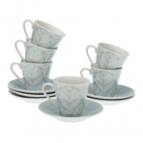 CHAVENA CAFE CERAMICA FOLHAS ICE BLUE