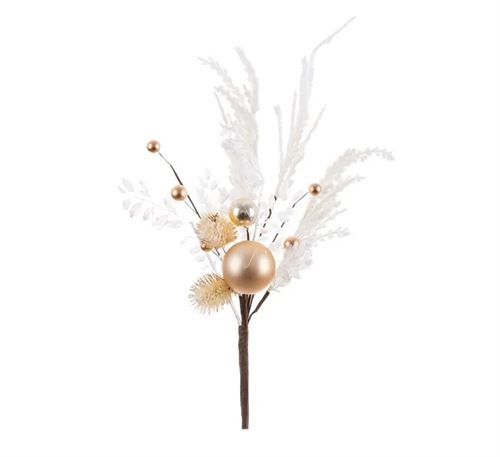 721036 RAMA RAMO E BOLAS BRANCO 46 CM