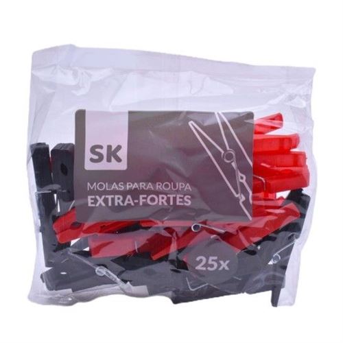 072568 MOLAS P/ ROUPA 25UNI PLAST. VRM/PRT