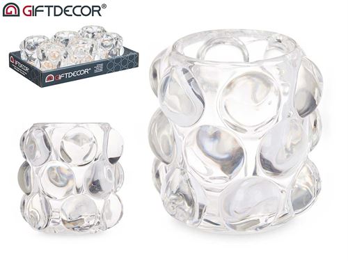 93701 CASTIÇAL VIDRO BOLAS 8CM