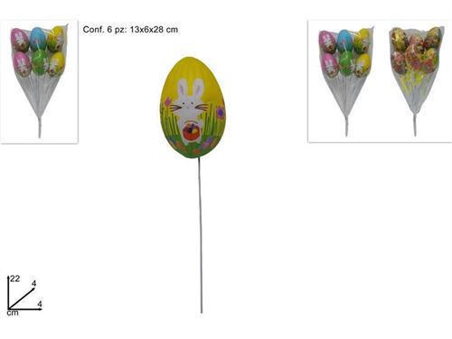 227818 PICK OVOS SET6 DECORADOS 2SORT