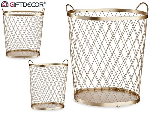 06117 CESTO METALICO CHAMPANHE COM PEGAS 45X31,5X52CM