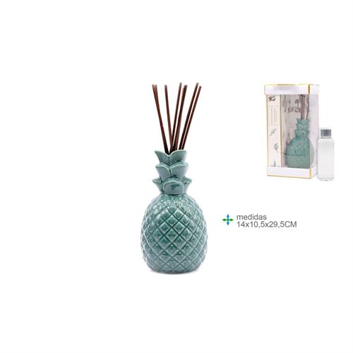 AM-76083 AMBIENTADOR MIKADO ABACAXI CERAMICA VERDE 14x10,5x29,5cm