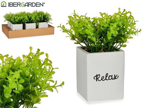 87552 VASO PLANTA ARTIFICIAL CIMENTO 13 x 13 x 18 cm.