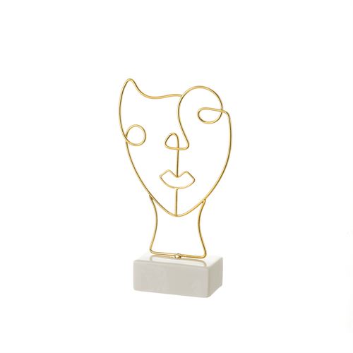 802829 FIGURA METAL CERAMICA OURO 15,1X6,2X26,9