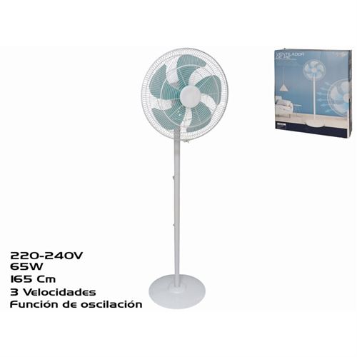 223902 VENTOINHA DE PÉ 5 PÁS 230V-65W 3 VELOCIDADES 165X49X42 CM BRANCO