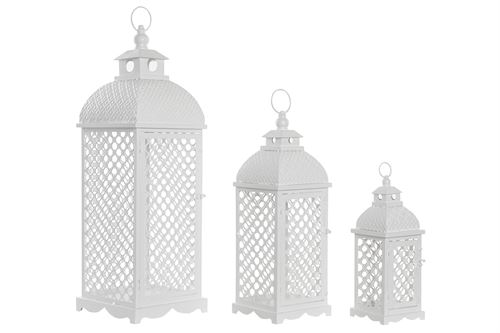 LANTERNA SET 3 METAL CRISTAL 24X24X74 DESGASTADO