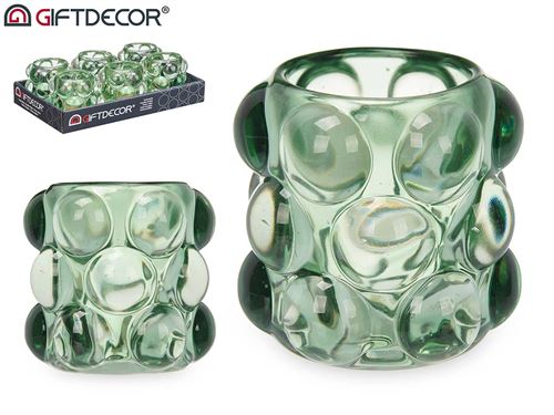 93703 SUPORTE VELAS BOLA PEQUENO VERDE VIDRO