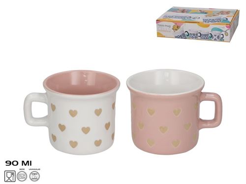379937 CANECA GRES 90ML LOVE 2 SORT.