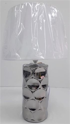 117530365 CANDEEIRO BASE CERAMICA PRATEADA 47cm