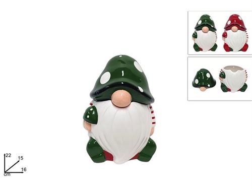 266152 CAIXA CERAMICA GNOMO NATAL 22CM
