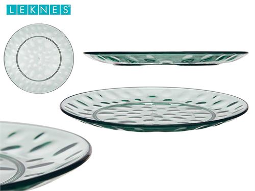 89927 PRATO DE SOBREMESA DE PLÁSTICO PONTOS 21,5CM VERDE