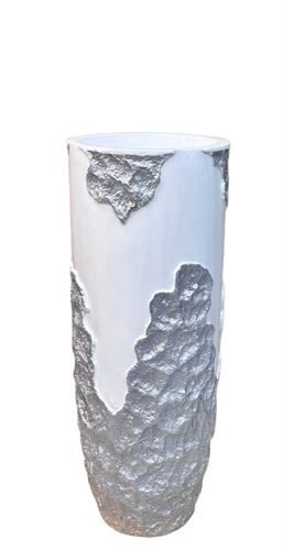 VASO DE RESINA BRANCO E PRATA 36*36*90CM 2193#3