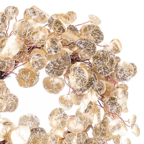 722922 COROA FOLHAS PLÁSTICO OURO 45 X 8 X 45 CM