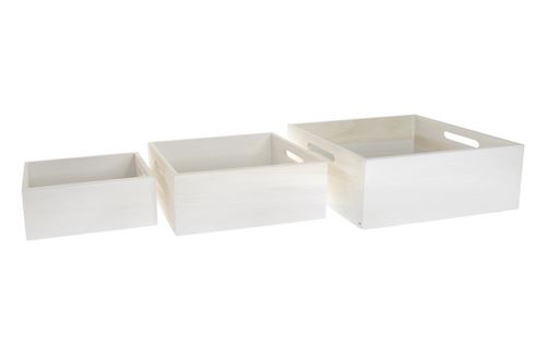 CAIXA MADEIRA SET3 BRANCO 35X25X15CM