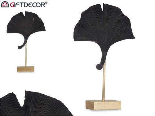 81622 DECORAÇÃO FLOR ABERTA OURO BASE PRETA 24,5 x 8 x 37 cm