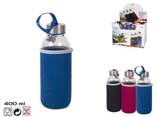 685313 GARRAFA VIDRO C/FUNDA 400ML