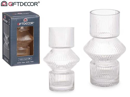 93721 JARRA VIDRO RISCAS TRANSPARENTE 9,5X16,5CM