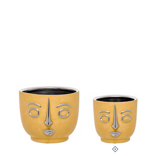 VASO CERAMICA DECORATIVO FACE SILVER SUN 13X13X13