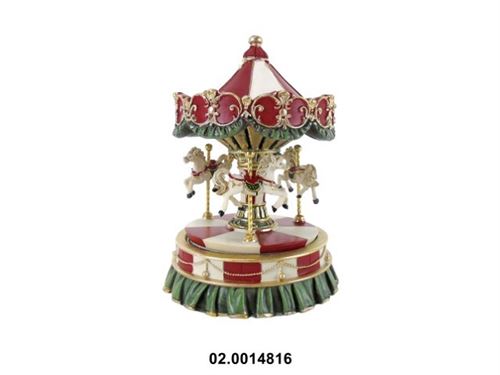 02.0014816 MARFINITE -CARROCEL C/CAVALOS MUSICAL 12X12X18CM